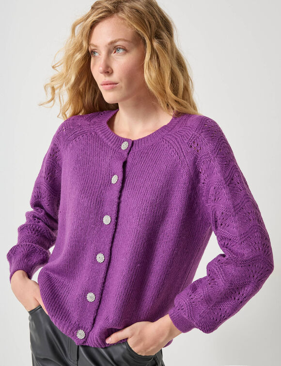 Cardigan boutons "bijoux" (violine) Cardigan boutons "bijoux" (violine)